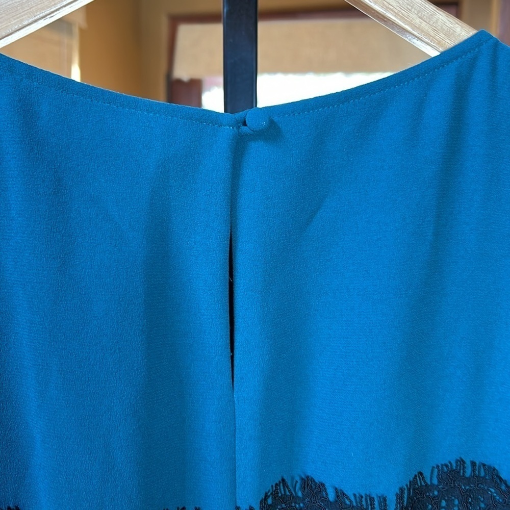LOFT Teal & Black Lace Sleeveless Fit Flare Dress Size 4 NWT Cocktail - Picture 8 of 9